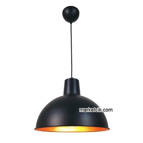 Marketcik RT22 Dekoratif Siyah Retro Sarkıt Avize, Tekli Modern Avize