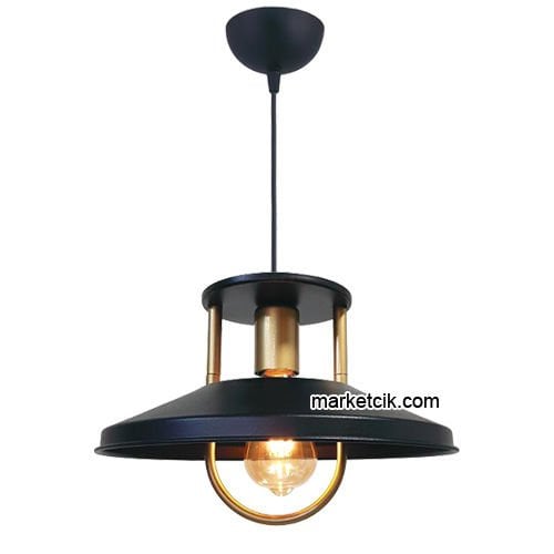 Marketcik RT40 Dekoratif Kafesli Siyah Retro Sarkıt Avize, Tekli Modern Avize