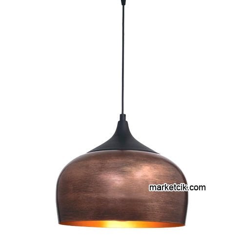 Marketcik RT58 Dekoratif Bakır Eskitme Retro Sarkıt Avize, Tekli Modern Avize