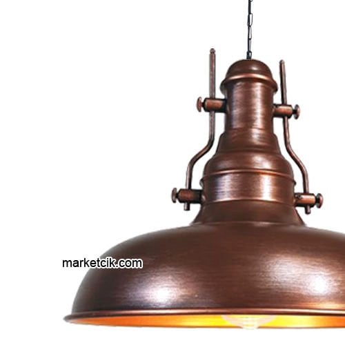 Marketcik RT66 Dekoratif Bakır Eskitme Retro Sarkıt Avize, Tekli Modern Avize
