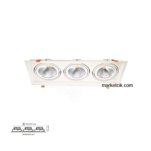 Marketcik 3x20 Watt Sıva Altı Üçlü Mağaza Led Spot Armatür Siyah-Beyaz Kasa MR2083Y