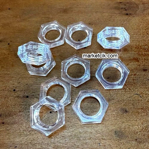 Duy ve Avize Montajı İçin 1/8 Dişli Plastik Somun, 10 Adet