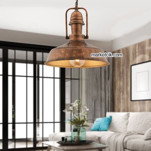 Marketcik RTA110 Dekoratif Eskitme Retro Sarkıt Avize, Tekli Modern Avize