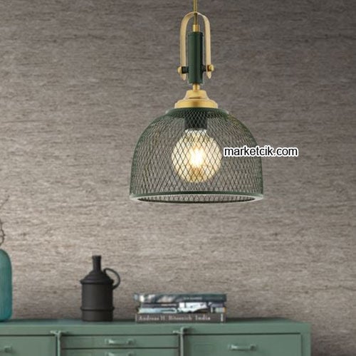 Marketcik RTA111 Dekoratif Kafesli Siyah Tekli Retro Modern Sarkıt Avize