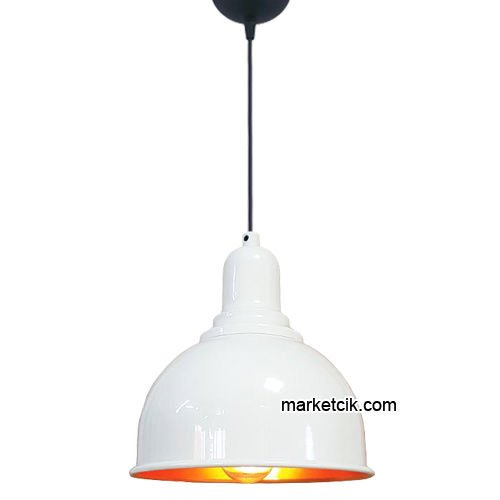 Marketcik RT81 Dekoratif Beyaz Retro Sarkıt Avize, Tekli Modern Avize