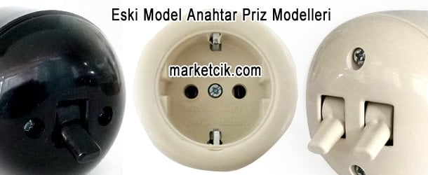 Krem ve Siyah Renk Sıva Üstü Eski Tip Anahtar Priz Modelleri