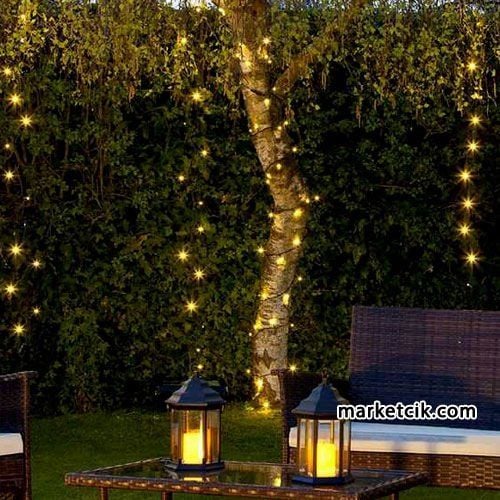 Marketcik 10 Metre Dış Mekan Ağaç Işıklandırma Sabit-Çakarlı Led Işık Şeffaf Kablo