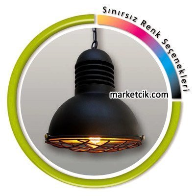 Marketcik Dekoratif Siyah Retro Sarkıt Avize, Tekli Modern Avize