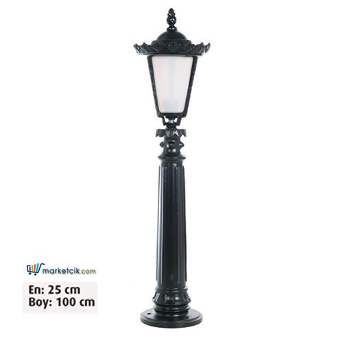 Ayaz 100x25 Alüminyum Taşlı Fenerli Park Bahçe Aydınlatma Çim Direği