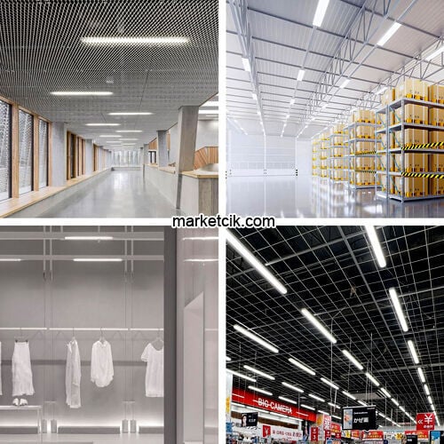 Marketcik 120cm 36 Watt Yatay Led Bant Armatür Beyaz Işık 50 Adet