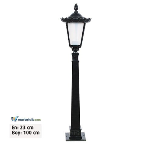 Ayaz 100x23 Alüminyum Taşlı Fenerli Park Bahçe Aydınlatma Çim Direği