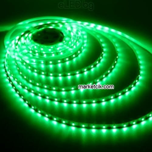 Marketcik Yapışkanlı 5 metre Dış Mekan Silikonlu Şerit Led Yeşil Işık