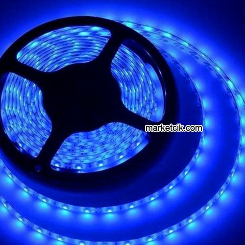 Marketcik Yapışkanlı 5 metre Dış Mekan Silikonlu Şerit Led Mavi Işık