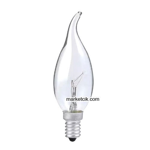 Marketcik E14 İnce Duy 40Watt Şeffaf Avize Ampul Sarı Işık