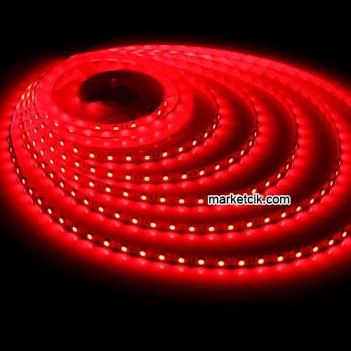 Marketcik Yapışkanlı 5 metre İç Mekan Şerit Led Kırmızı Işık