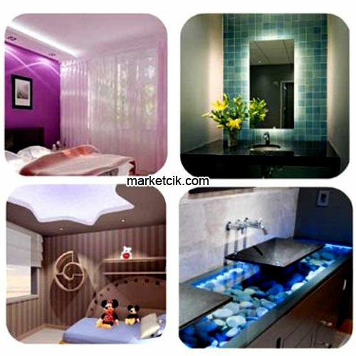 Marketcik Yapışkanlı 5 metre İç Mekan Şerit Led Kırmızı Işık