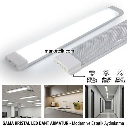 Horoz Gama 80 Watt Kristal Led Bant Armatür Beyaz Işık 20 Adet