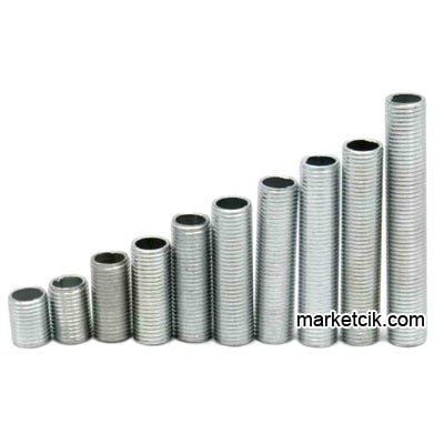 E14 ve E27 Duylar İçin 1,2-10 cm Ölçülerde 1/8 Dişli Tij Nipel