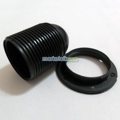 Marketcik E27 Siyah Tam Dişli Rondelalı İtalyan Duy, Standart Avize Ampul Duyu