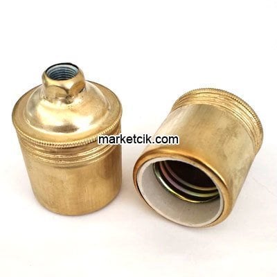 Marketcik Düz Sarı Metal E27 Duy Dekoratif Standart Avize Ampul Duyu