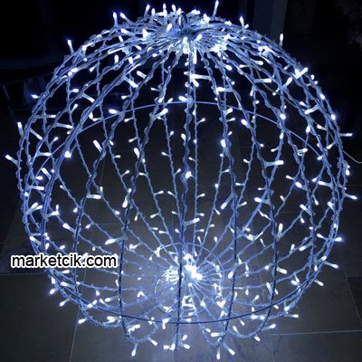 30-50-90 cm Dış Mekan Ledli Top Küre, Dekoratif Led Yılbaşı Aydınlatma, Beyaz-Günışığı 90 cm Beyaz Işık