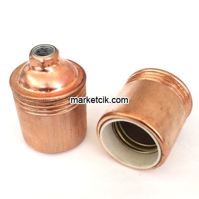 Marketcik Düz Bakır Metal E27 Duy Dekoratif Standart Avize Ampul Duyu