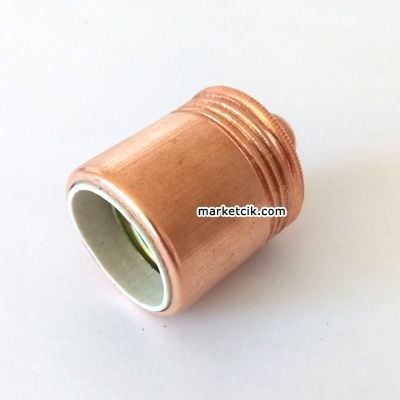 Marketcik Düz Bakır Metal E27 Duy Dekoratif Standart Avize Ampul Duyu