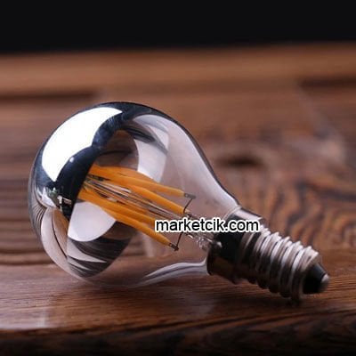 Marketcik Dekoratif 4 Watt E14 Duy Led Krom Aynalı Ampul