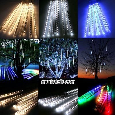 50cm 8li 3metre Meteor Led Tüp Sarkıt, Dekoratif Led Yılbaşı Aydınlatma, Beyaz-Günışığı-Mavi-Kırmızı Işık