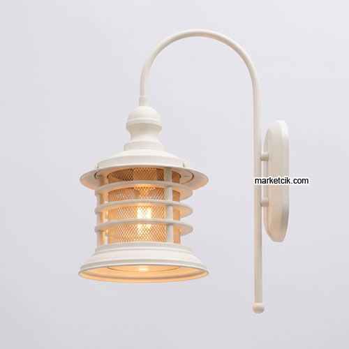 Marketcik MR3471-1 Dekoratif Beyaz Retro Duvar Aplik