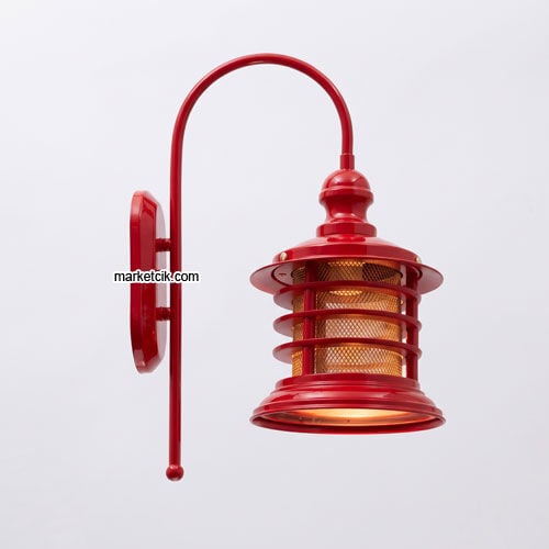 Marketcik MR3471-2 Dekoratif Kırmızı Retro Duvar Aplik