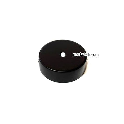 Marketcik İthal 8cm Avize, Abajur İçin Yuvarlak Siyah Metal Rozans Avize Tavan Kapağı