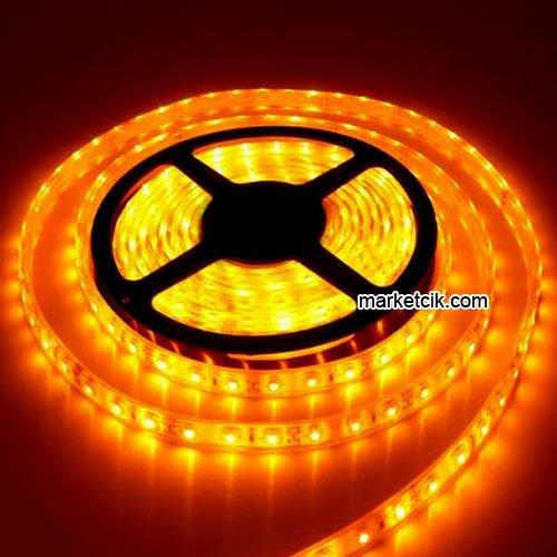 Marketcik Yapışkanlı 5 metre Dış Mekan Silikonlu Şerit Led Gün Batımı Amber Işık