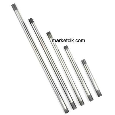 E14 ve E27 Duylar İçin Uçları 9Luk G1/8 Dişli Ortası Düz Ham Tij 10 cm