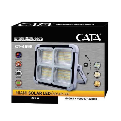 Cata Maimi CT-4698 200 Watt Güneş Enerjili Solar Led Projektör