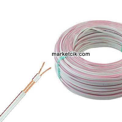 2x0,75 mm Beyaz Kordon Kablo Tam Bakır, 100 metre