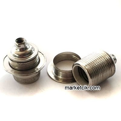 Marketcik Krom Halkalı Metal Porselen E27 Duy