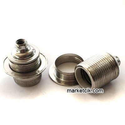 Marketcik Krom Halkalı Metal Porselen E27 Duy