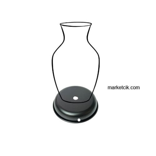 Marketcik Seramik Vazo Masa Lambası İçin Siyah Metal Tabanlık 8 Cm