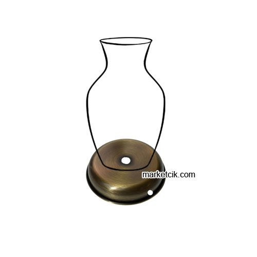 Marketcik Seramik Vazo Masa Lambası İçin Eskitme Metal Tabanlık 8 Cm
