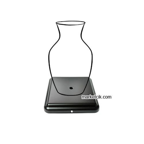 Marketcik Seramik Vazo Masa Lambası İçin Siyah Kare Metal Tabanlık 15x15 cm