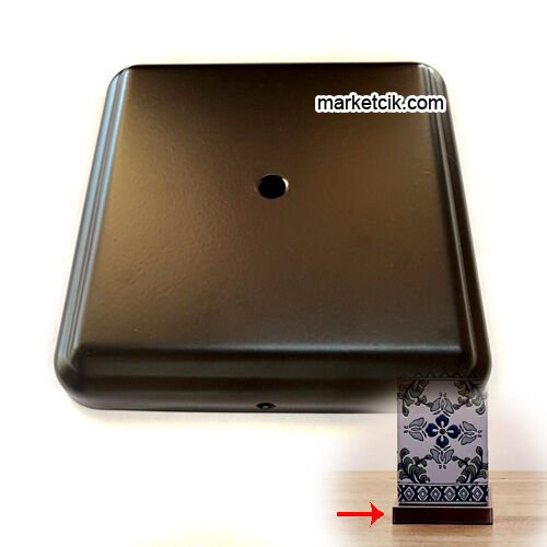 Marketcik Seramik Vazo Masa Lambası İçin Siyah Kare Metal Tabanlık 15x15 cm