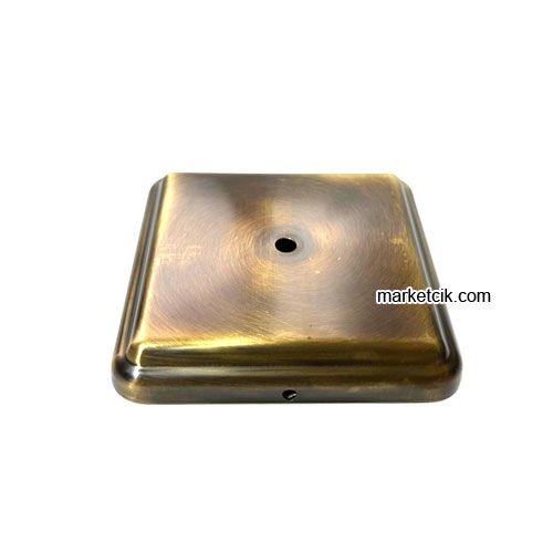 Marketcik Seramik Vazo Masa Lambası İçin Eskitme Kare Metal Tabanlık 15x15 cm