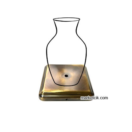 Marketcik Seramik Vazo Masa Lambası İçin Eskitme Kare Metal Tabanlık 15x15 cm