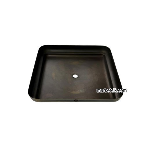 Marketcik Seramik Vazo Masa Lambası İçin Eskitme Kare Metal Tabanlık 15x15 cm