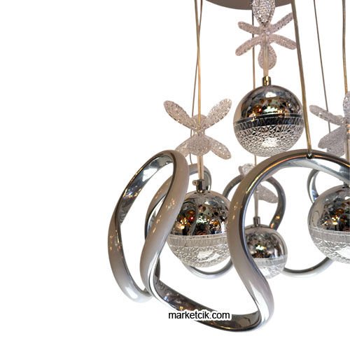 Marketcik Krom 4'lü Sarkıt Led Avize 3 Renk Işıklı TRZ-2000