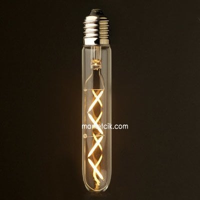 Edison Dekoratif Led Tüp Rustik Ampul 4 Watt E27 Duy, 18 cm Tüp Ampul Modeli