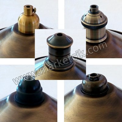 Marketcik Dekoratif Eskitme Metal Abajur Aplik Rustik Ampul Şapkası 30 cm
