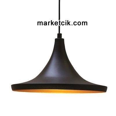 Marketcik Dekoratif Siyah Retro Sarkıt Avize, Tekli Modern Avize