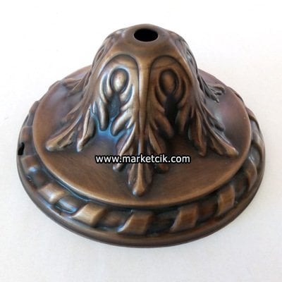 Marketcik Avize, Abajur İçin Yuvarlak Desenli Eskitme Metal Rozans